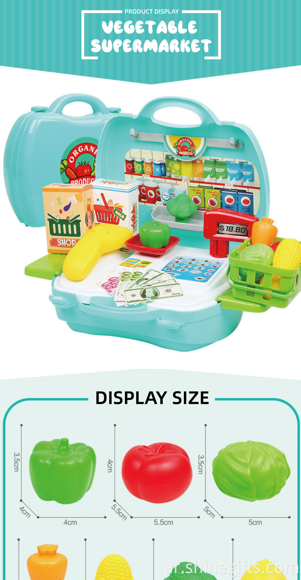 Plastic supermarket vegetables and fruits toys